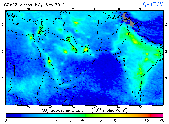 Regional Tropospheric NO2 of May 2012