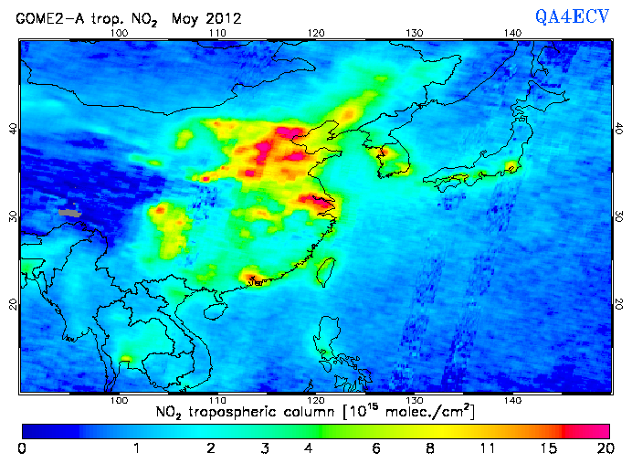 Regional Tropospheric NO2 of May 2012