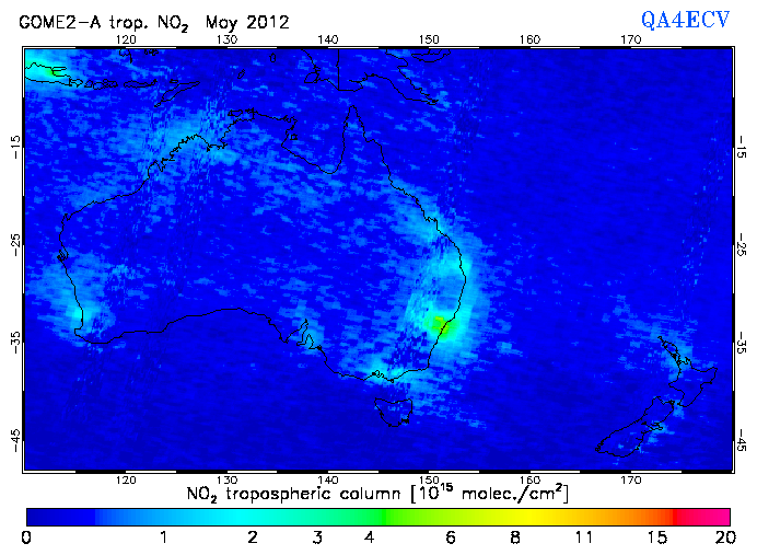 Regional Tropospheric NO2 of May 2012