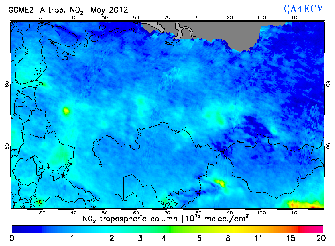 Regional Tropospheric NO2 of May 2012