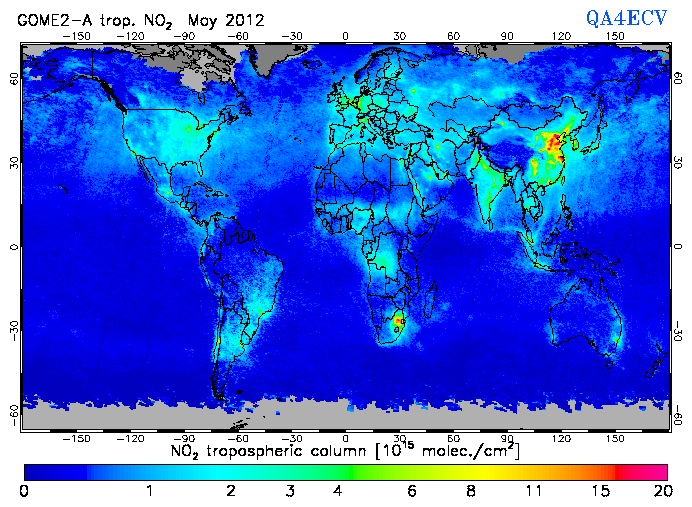 Regional Tropospheric NO2 of May 2012