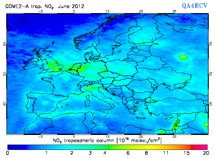 Regional Tropospheric NO2 of June 2012
