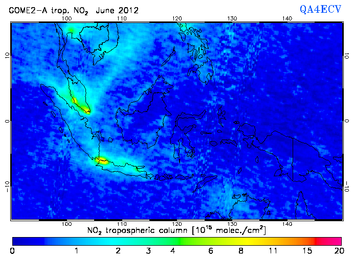 Regional Tropospheric NO2 of June 2012