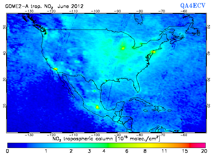 Regional Tropospheric NO2 of June 2012