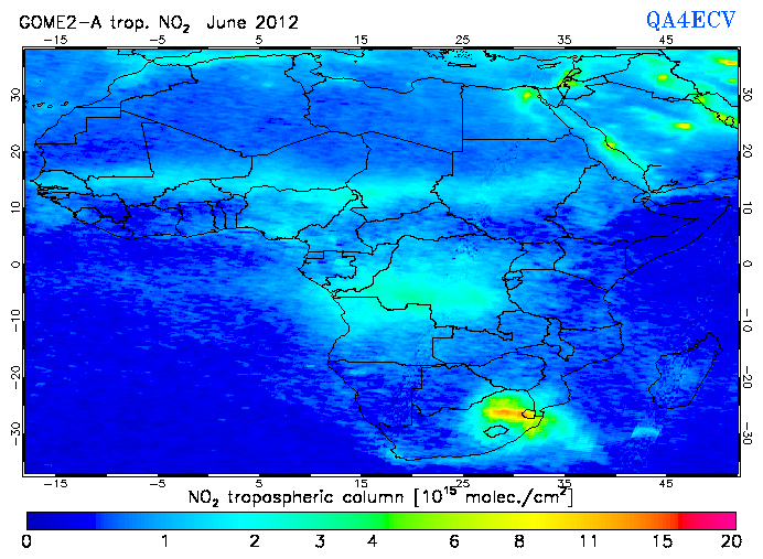 Regional Tropospheric NO2 of June 2012