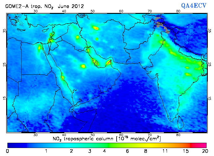Regional Tropospheric NO2 of June 2012