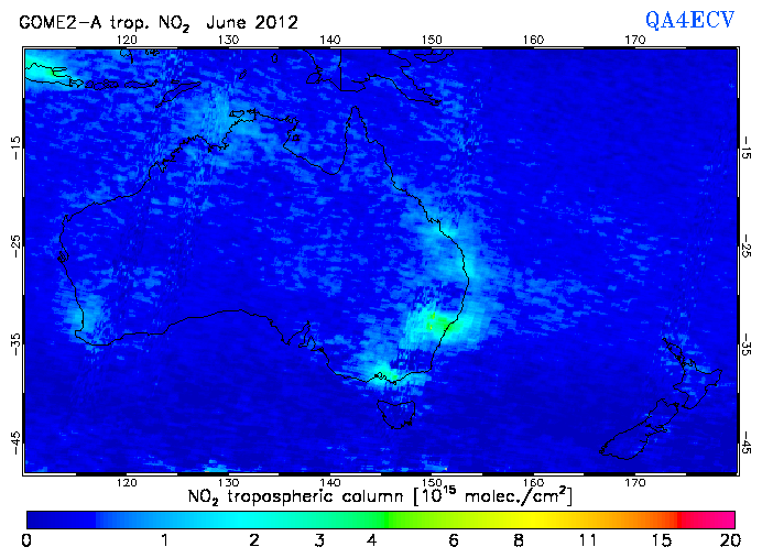 Regional Tropospheric NO2 of June 2012