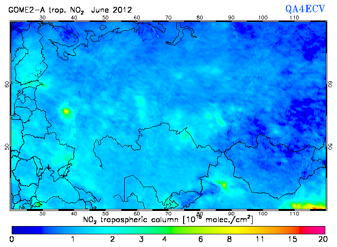 Regional Tropospheric NO2 of June 2012