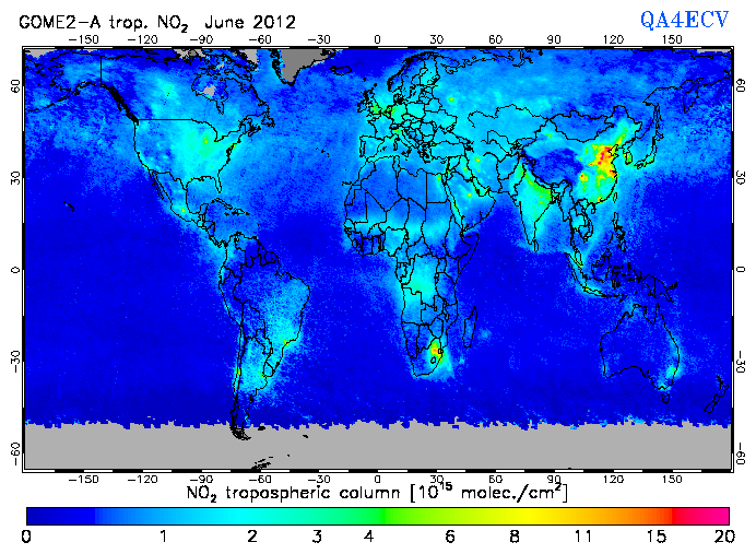 Regional Tropospheric NO2 of June 2012