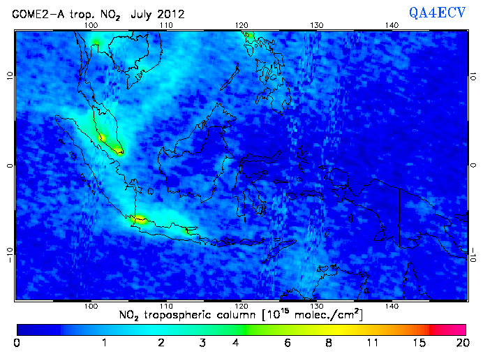 Regional Tropospheric NO2 of July 2012