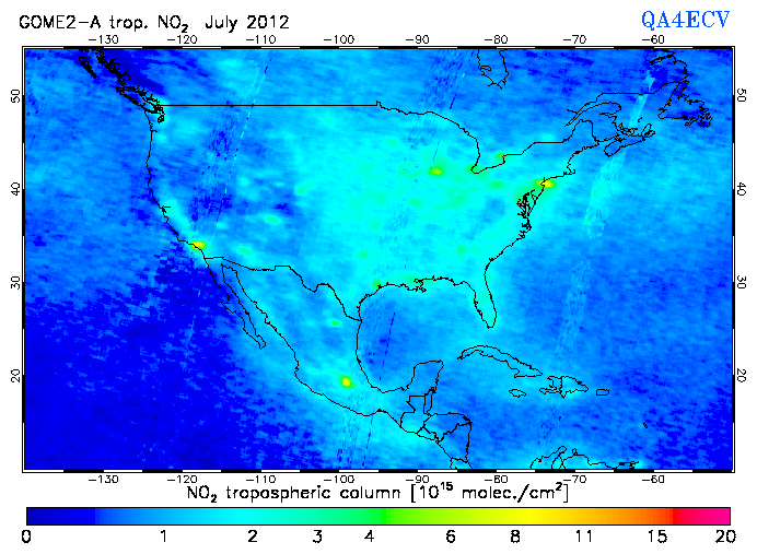 Regional Tropospheric NO2 of July 2012