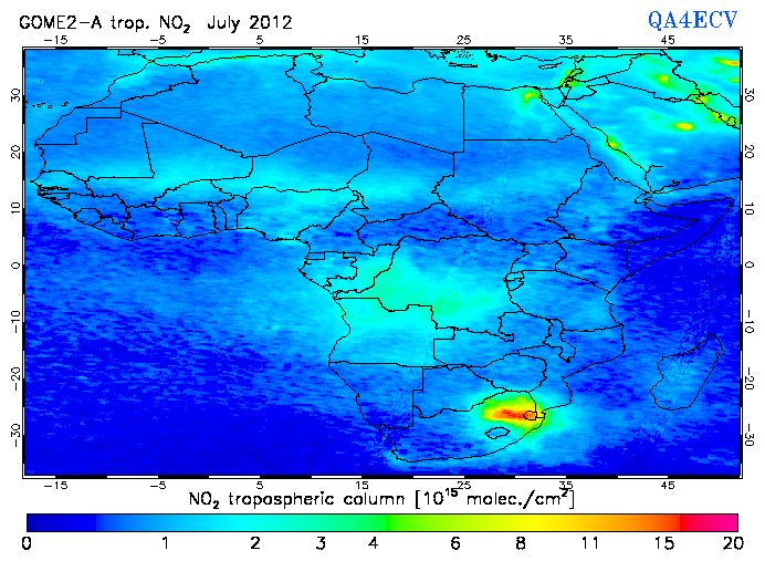 Regional Tropospheric NO2 of July 2012