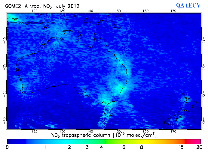 Regional Tropospheric NO2 of July 2012
