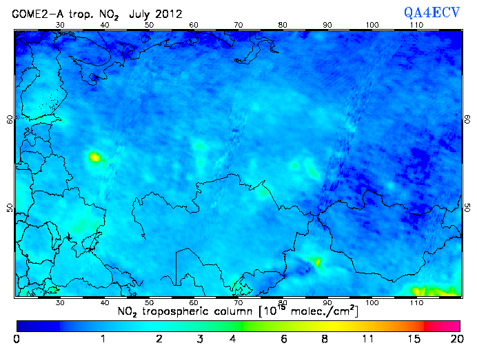 Regional Tropospheric NO2 of July 2012
