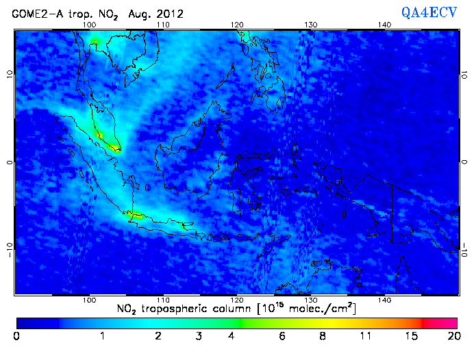 Regional Tropospheric NO2 of August 2012