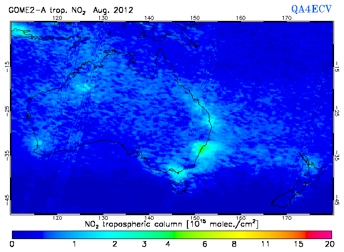 Regional Tropospheric NO2 of August 2012