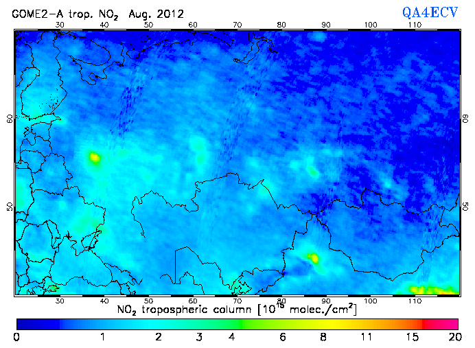 Regional Tropospheric NO2 of August 2012