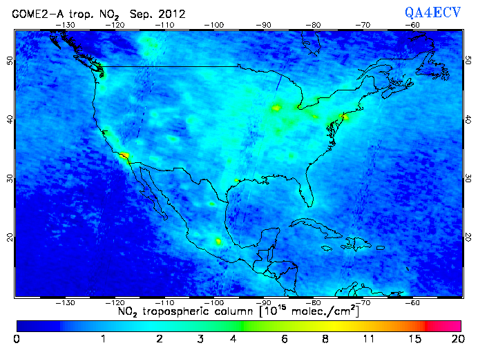 Regional Tropospheric NO2 of September 2012