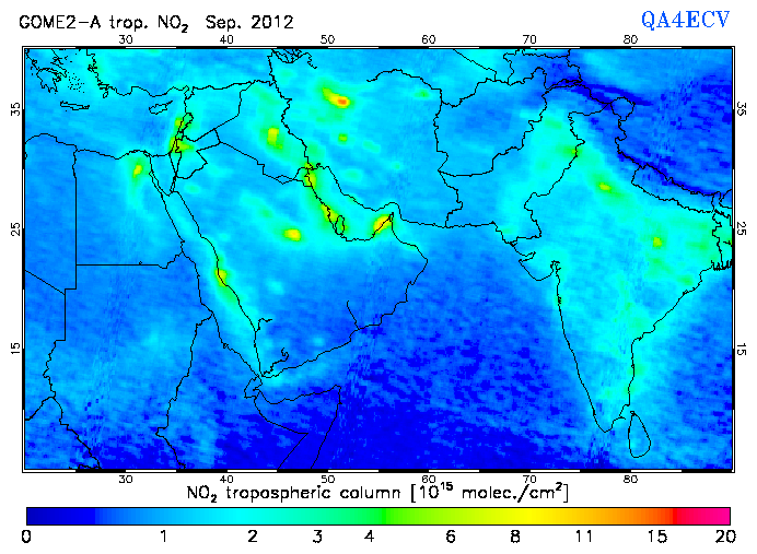 Regional Tropospheric NO2 of September 2012