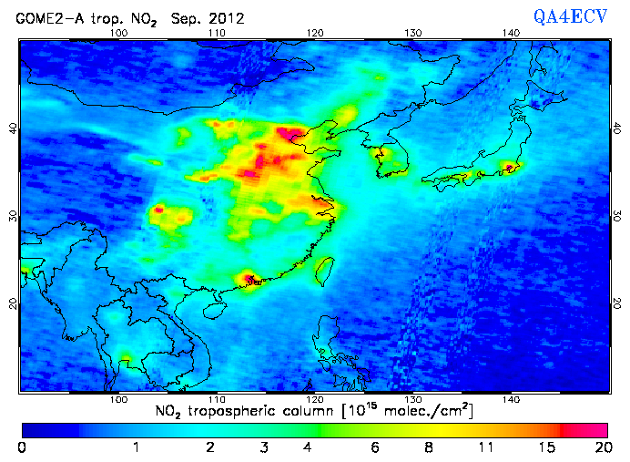 Regional Tropospheric NO2 of September 2012