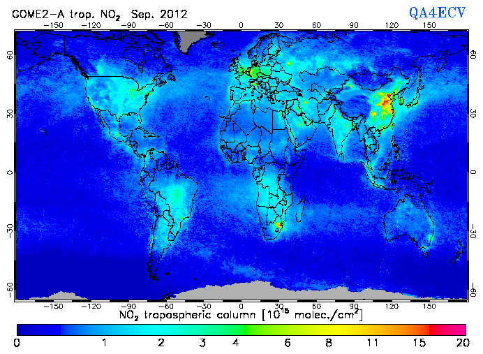 Regional Tropospheric NO2 of September 2012