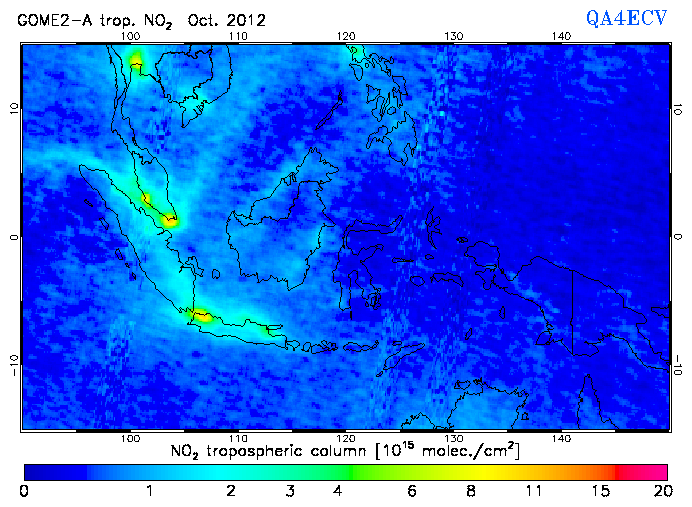 Regional Tropospheric NO2 of October 2012