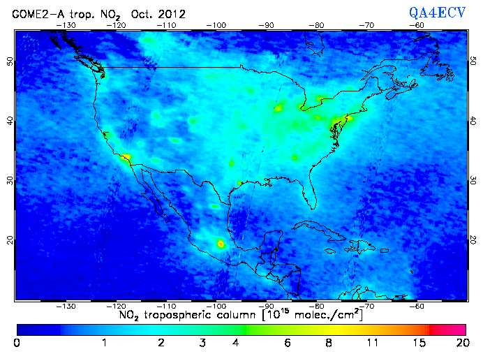 Regional Tropospheric NO2 of October 2012