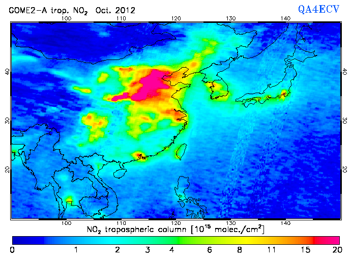 Regional Tropospheric NO2 of October 2012