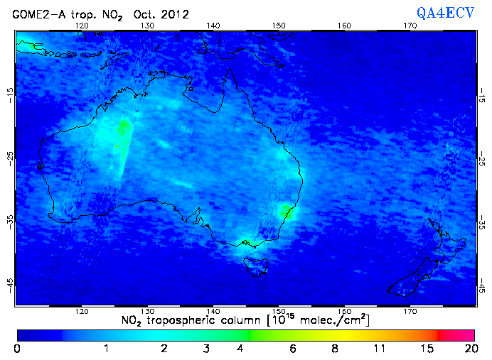 Regional Tropospheric NO2 of October 2012