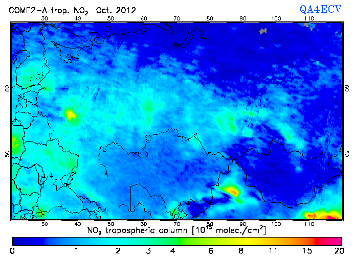 Regional Tropospheric NO2 of October 2012