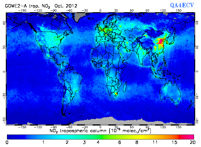Regional Tropospheric NO2 of October 2012