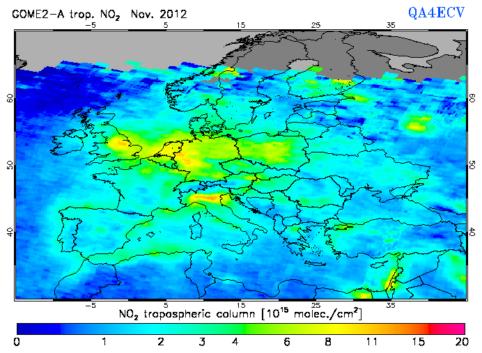 Regional Tropospheric NO2 of November 2012