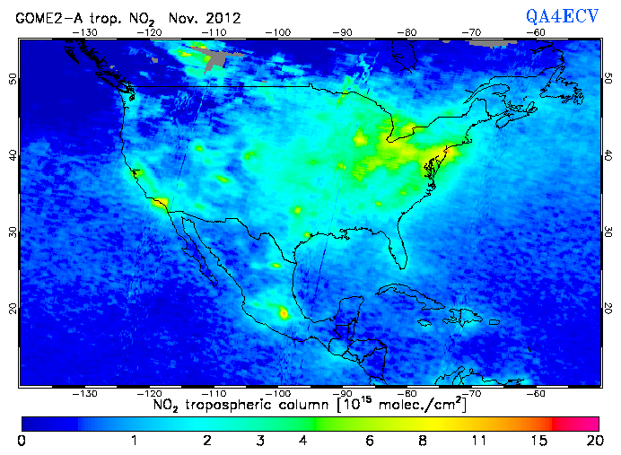 Regional Tropospheric NO2 of November 2012