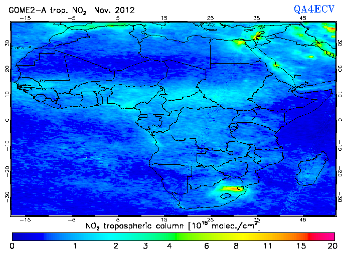 Regional Tropospheric NO2 of November 2012