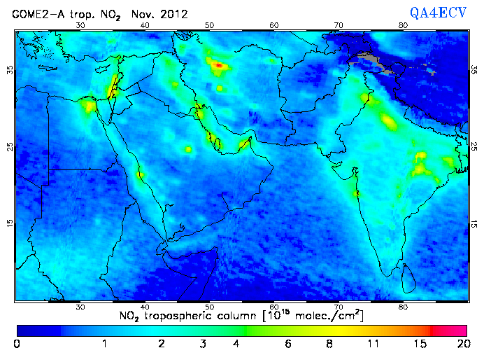 Regional Tropospheric NO2 of November 2012