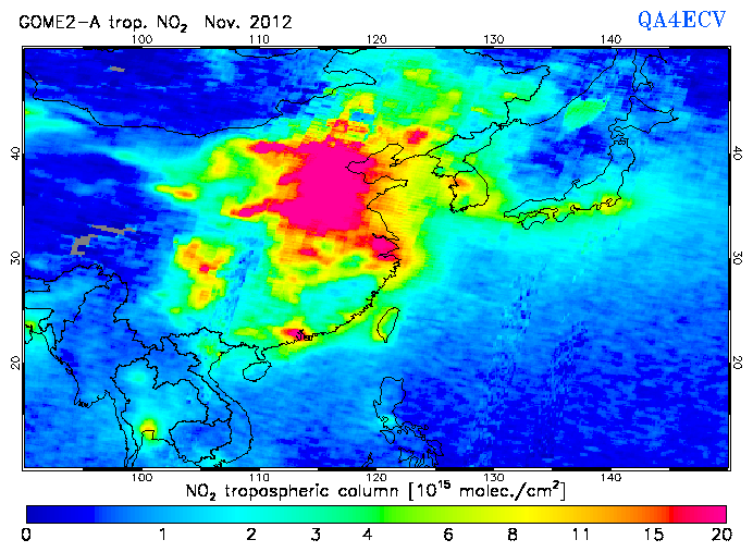 Regional Tropospheric NO2 of November 2012