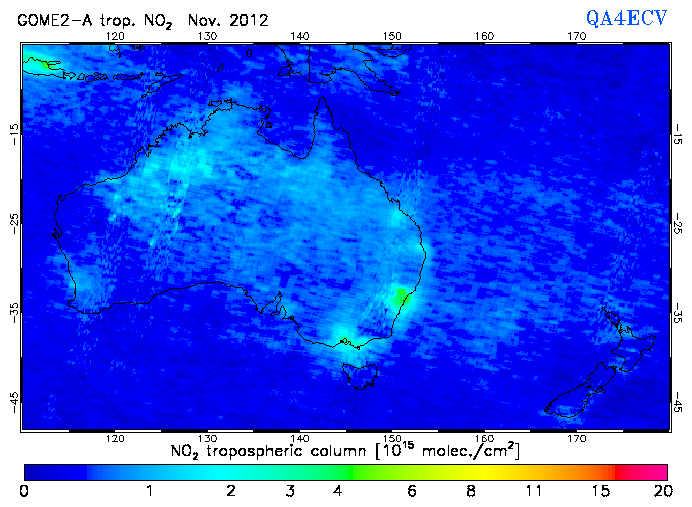 Regional Tropospheric NO2 of November 2012