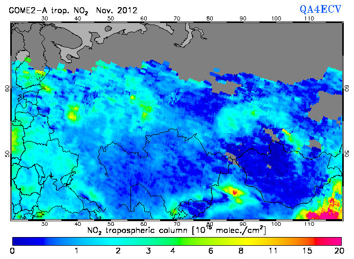 Regional Tropospheric NO2 of November 2012