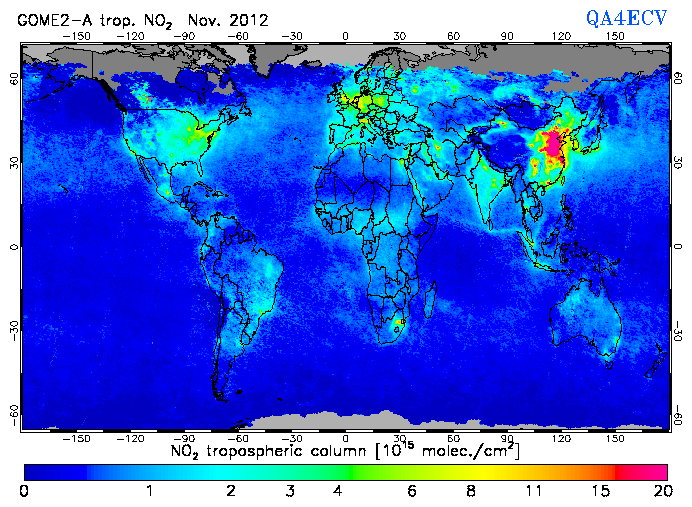 Regional Tropospheric NO2 of November 2012