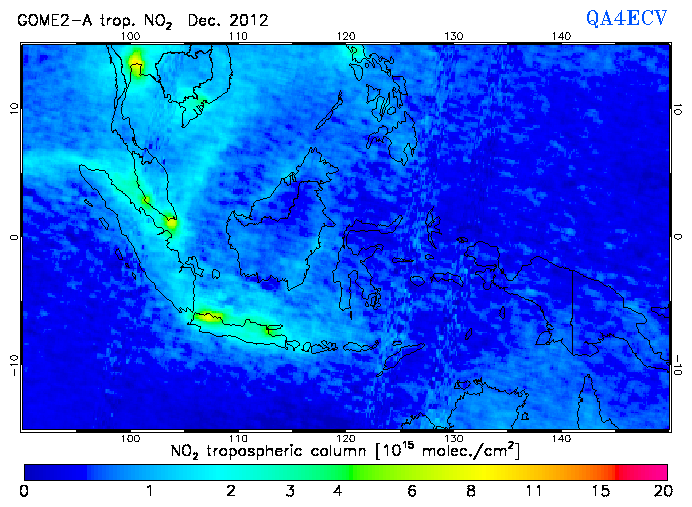 Regional Tropospheric NO2 of December 2012