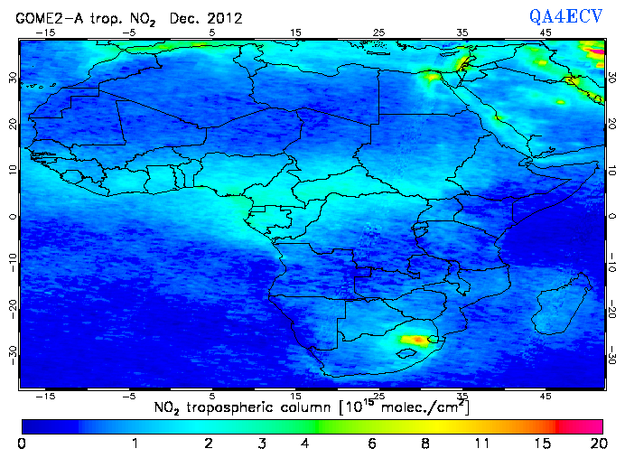 Regional Tropospheric NO2 of December 2012