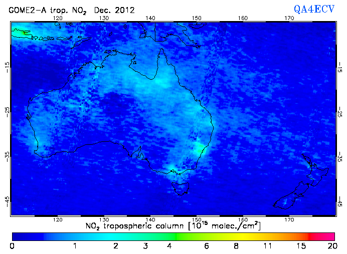 Regional Tropospheric NO2 of December 2012