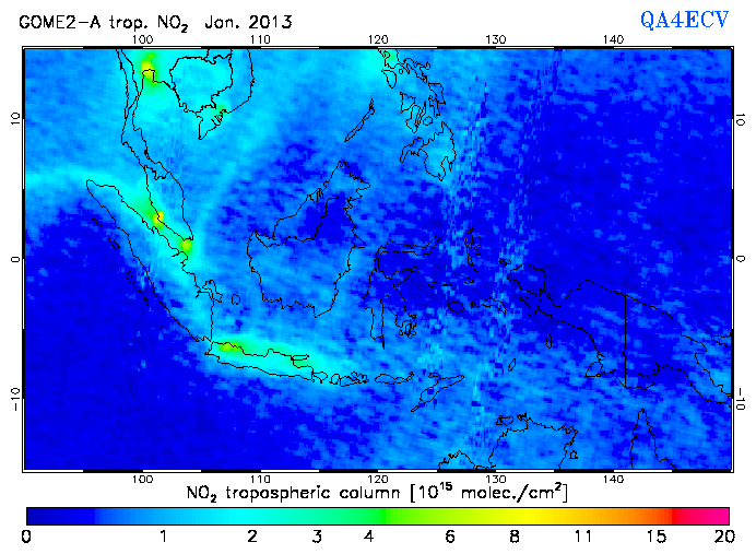 Regional Tropospheric NO2 of January 2013
