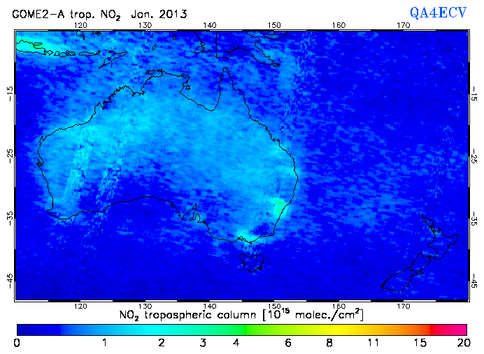 Regional Tropospheric NO2 of January 2013