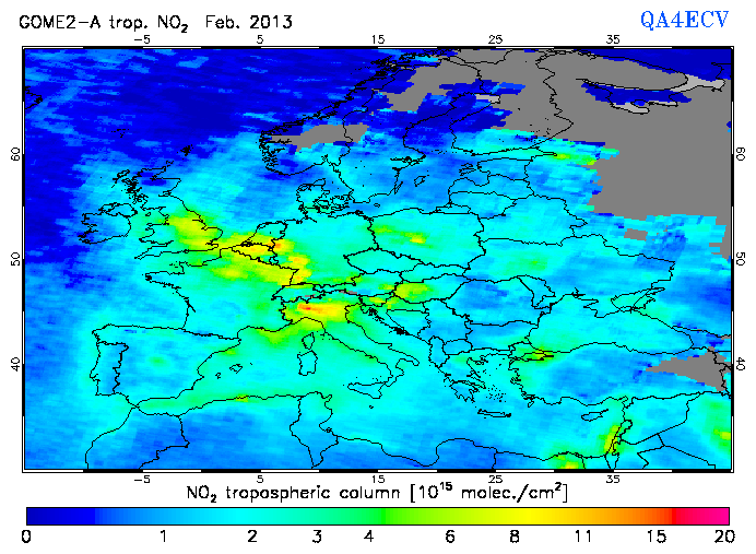 Regional Tropospheric NO2 of February 2013