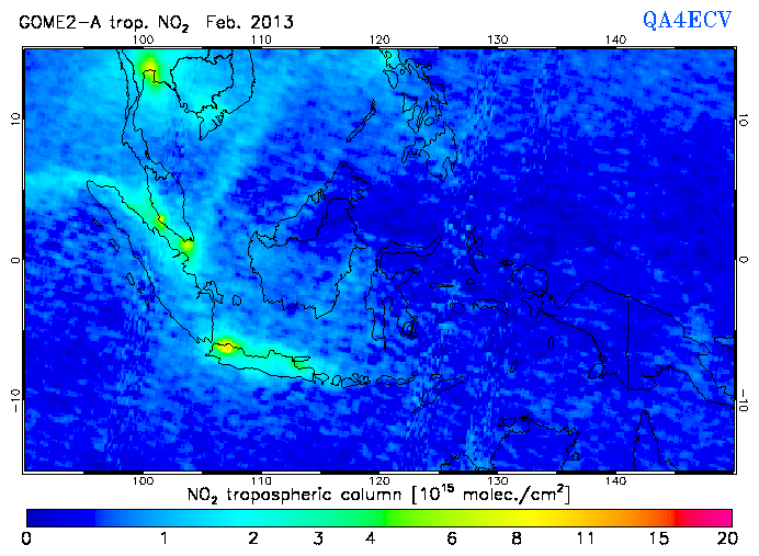 Regional Tropospheric NO2 of February 2013