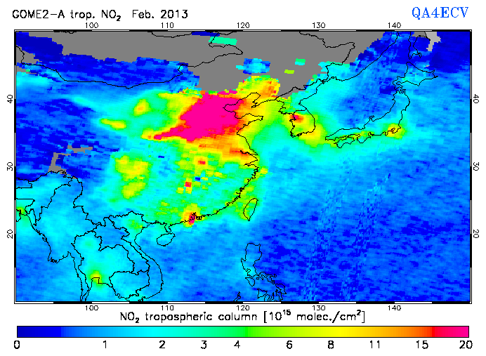 Regional Tropospheric NO2 of February 2013