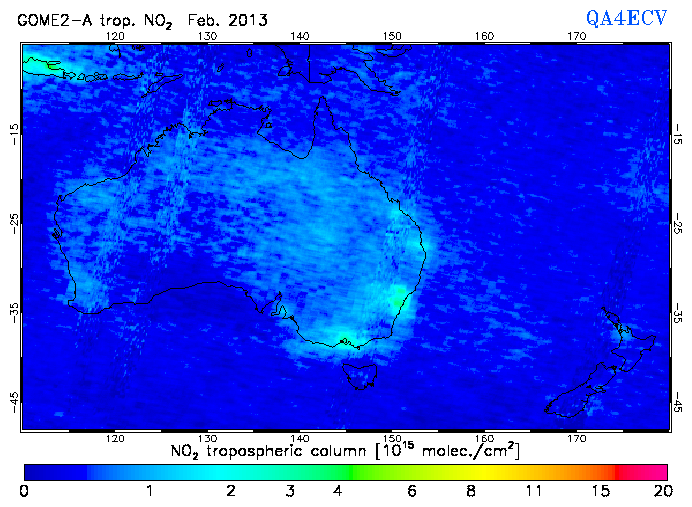 Regional Tropospheric NO2 of February 2013
