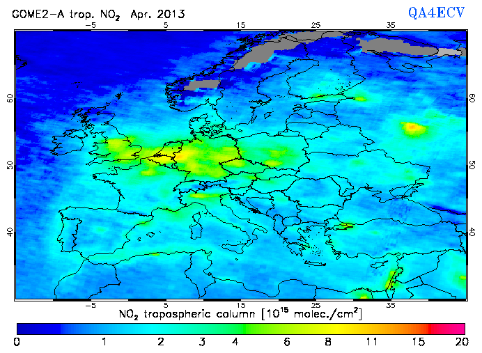 Regional Tropospheric NO2 of April 2013