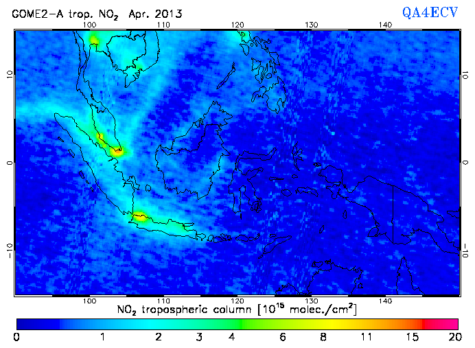 Regional Tropospheric NO2 of April 2013